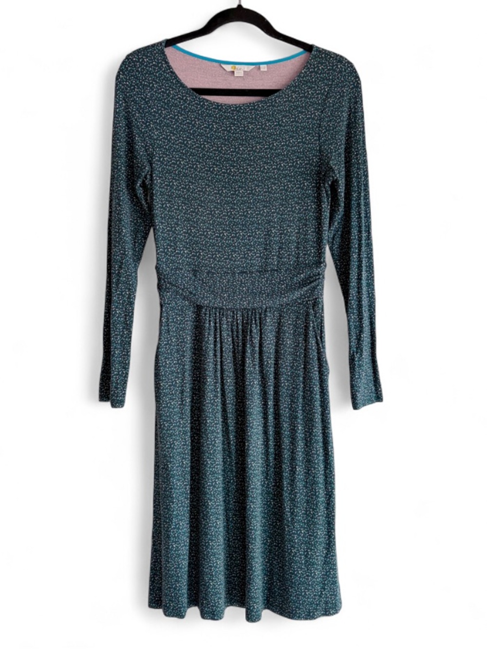 Boden Green Long Sleeve Dot Print Knit Midi Dress Size 6